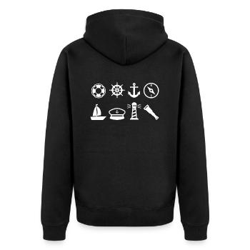 nautical navigation gift sailor sail - Unisex Premium Organic Zip Hoodie - black - Back - Nico (187cm)