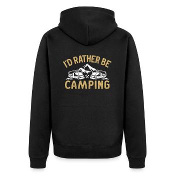 i'd rather be camping funny camping t-shirt - Unisex Premium Organic Zip Hoodie - black - Back - Nico (187cm)