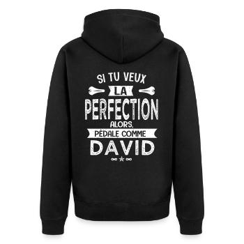 david si tu veux la perfection à vélo cycliste - Veste à capuche bio Premium Unisexe - noir - Dos - Nico (187cm)