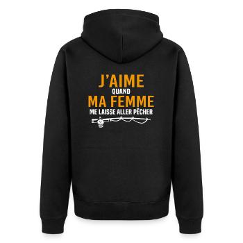 j'aime quand ma femme me laisse aller pêcher - Veste à capuche bio Premium Unisexe - noir - Dos - Nico (187cm)