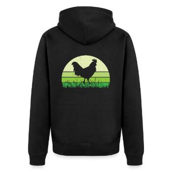 Hahn - Unisex Premium Bio Zip Hoodie - Schwarz - Hinten - Nico (187cm)