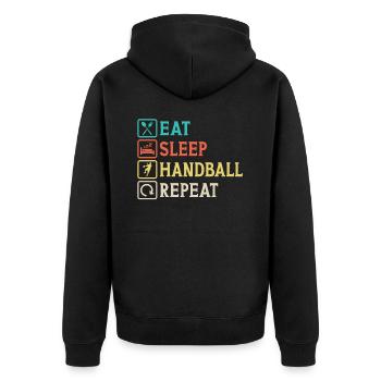 eat sleep handball repeat - Veste à capuche bio Premium Unisexe - noir - Dos - Nico (187cm)