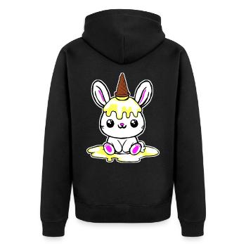 Eishorn - Unisex Premium Bio Zip Hoodie - Schwarz - Hinten - Nico (187cm)
