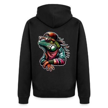 Iguane cool avec lunettes de soleil et casquette - Veste à capuche bio Premium Unisexe - noir - Dos - Nico (187cm)
