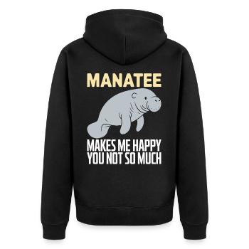 Manatee - Unisex Premium Organic Zip Hoodie - black - Back - Nico (187cm)
