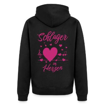 Schlager im Herzen - Unisex Premium Bio Zip Hoodie - Schwarz - Hinten - Nico (187cm)