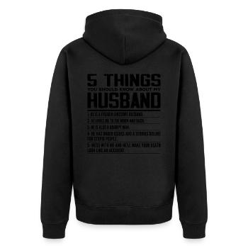 5 Dinge, die Sie über die Ehe meines Mannes wissen sollten - Unisex Premium Bio Zip Hoodie - Schwarz - Hinten - Nico (187cm)