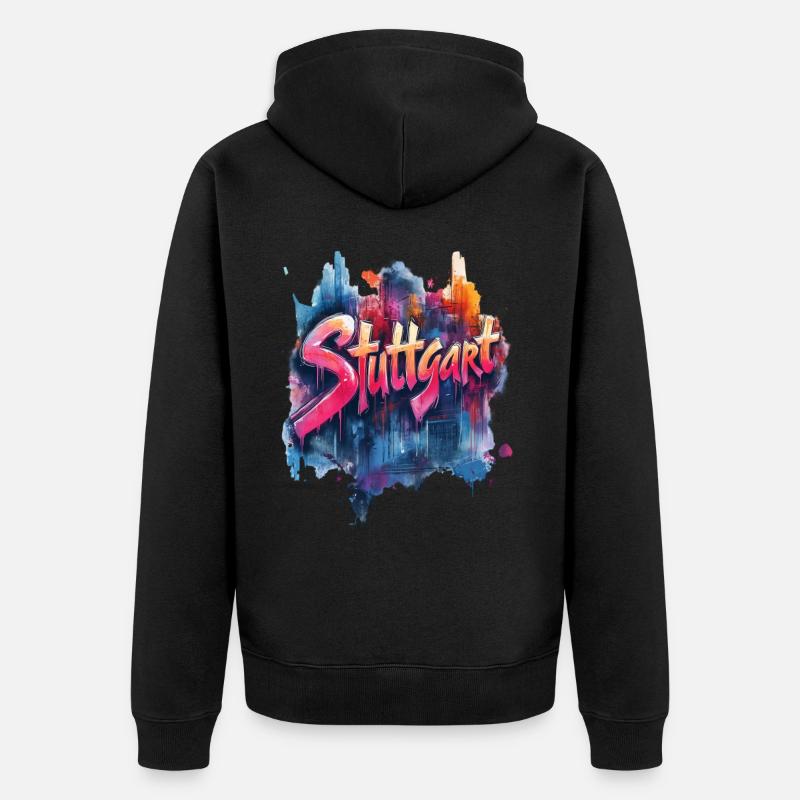 Stuttgart - Unisex Premium Bio Zip Hoodie - Schwarz