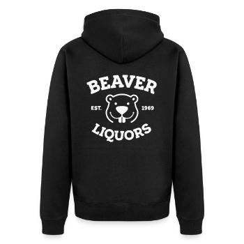 Beaver - Unisex Premium Bio Zip Hoodie - Schwarz - Hinten - Nico (187cm)