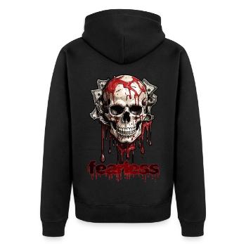 Fearless - Unisex Premium Organic Zip Hoodie - black - Back - Nico (187cm)