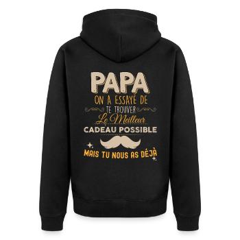 Papa on a essayé humour père parfait - Veste à capuche bio Premium Unisexe - noir - Dos - Nico (187cm)