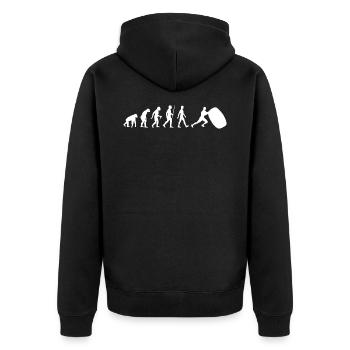 Strongman Evolution - Unisex Premium Bio Zip Hoodie - Schwarz - Hinten - Nico (187cm)