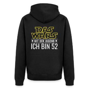 Das wars mit der Jugend - 52. Geburtstag Geschenk - Unisex Premium Bio Zip Hoodie - Schwarz - Hinten - Nico (187cm)