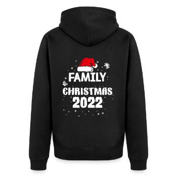 Family xmas - Unisex Premium Bio Zip Hoodie - Schwarz - Hinten - Nico (187cm)