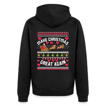 Make Christmas Great Again - Unisex Premium Bio Zip Hoodie - Schwarz - Hinten - Nico (187cm)