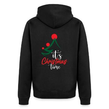 It s Christmas Time - Unisex Premium Bio Zip Hoodie - Schwarz - Hinten - Nico (187cm)