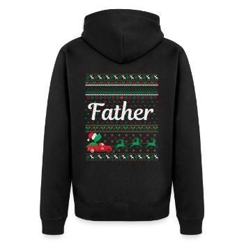 Father Christmas Time - Unisex Premium Bio Zip Hoodie - Schwarz - Hinten - Nico (187cm)