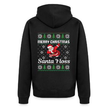 Merry Christmas Santa Floss - Unisex Premium Bio Zip Hoodie - Schwarz - Hinten - Nico (187cm)