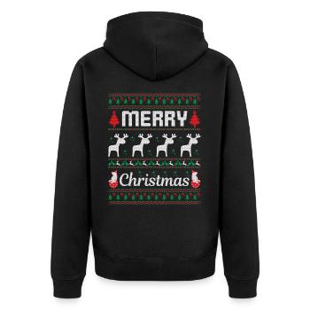 Merry Christmas - Unisex Premium Bio Zip Hoodie - Schwarz - Hinten - Nico (187cm)