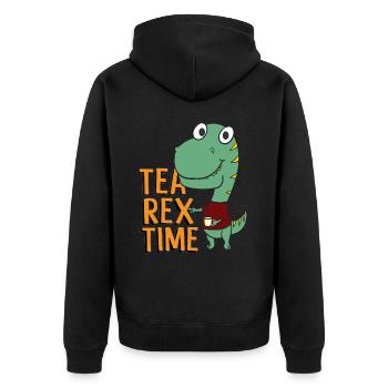 Tea Rex Time Outfit - Unisex Premium Bio Zip Hoodie - Schwarz - Hinten - Nico (187cm)