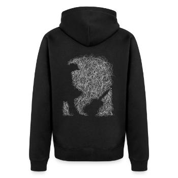 Gitarrenspieler Outfit - Unisex Premium Bio Zip Hoodie - Schwarz - Hinten - Nico (187cm)