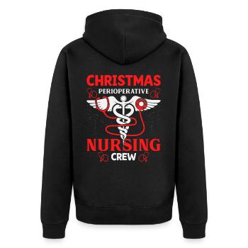 Christmas Nursing Crew Outfit - Unisex Premium Organic Zip Hoodie - black - Back - Nico (187cm)