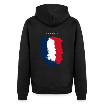 France outfit - Unisex Premium Bio Zip Hoodie - Schwarz - Hinten - Nico (187cm)