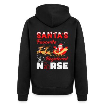 Santas Favorite Nurse outfit - Unisex Premium Bio Zip Hoodie - Schwarz - Hinten - Nico (187cm)