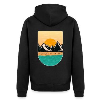 Out Door Outfit - Unisex Premium Bio Zip Hoodie - Schwarz - Hinten - Nico (187cm)