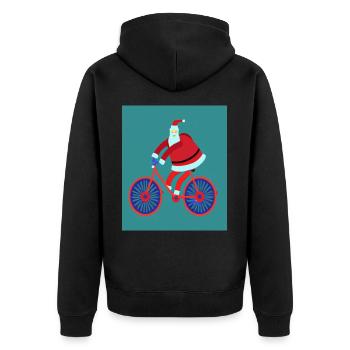 Santas Fahrradtour - Unisex Premium Bio Zip Hoodie - Schwarz - Hinten - Nico (187cm)