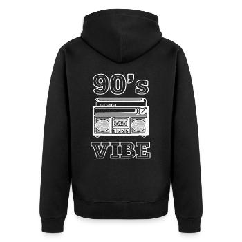 A child of the 90s - Unisex Premium Organic Zip Hoodie - black - Back - Nico (187cm)