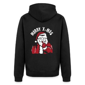 X-Mas Santa - Unisex Premium Bio Zip Hoodie - Schwarz - Hinten - Nico (187cm)