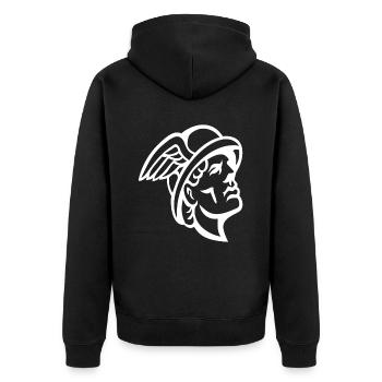 Hermes Outfit - Unisex Premium Organic Zip Hoodie - black - Back - Nico (187cm)
