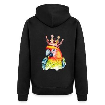 Monarch Parrot: Oiseau de dessin animé coloré avec couronne - Veste à capuche bio Premium Unisexe - noir - Dos - Nico (187cm)