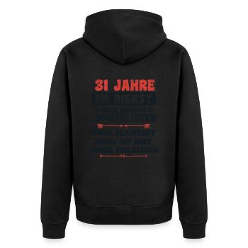 31 Jahre im Dienst 31 Jähriges Dienstjubiläum - Unisex Premium Bio Zip Hoodie - Schwarz - Hinten - Nico (187cm)