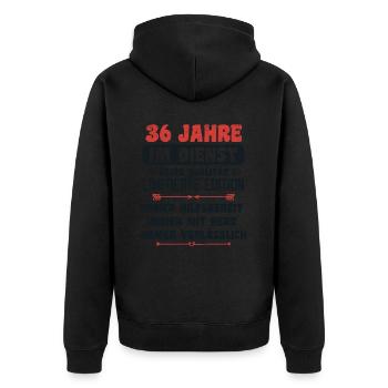 36 Jahre im Dienst 36 Jähriges Dienstjubiläum - Unisex Premium Bio Zip Hoodie - Schwarz - Hinten - Nico (187cm)