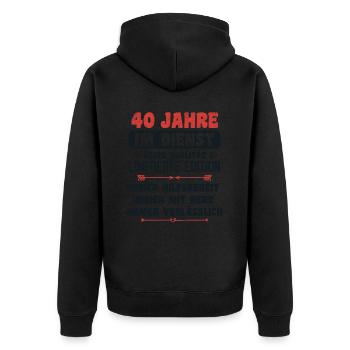 40 Jahre im Dienst 40 Jähriges Dienstjubiläum - Unisex Premium Bio Zip Hoodie - Schwarz - Hinten - Nico (187cm)