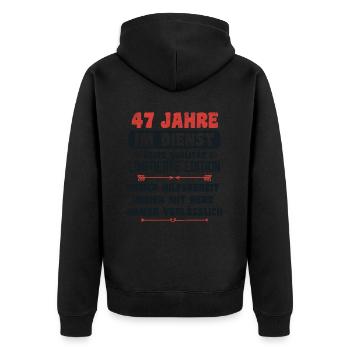 47 Jahre im Dienst 47 Jähriges Dienstjubiläum - Unisex Premium Bio Zip Hoodie - Schwarz - Hinten - Nico (187cm)