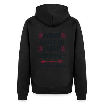 Mama willst du Papa marrieat - Unisex Premium Bio Zip Hoodie - Schwarz - Hinten - Nico (187cm)