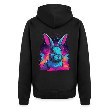 Nébuleuse de l’espace Galaxy Rabbit Lovers Vaporwave - Veste à capuche bio Premium Unisexe - noir - Dos - Nico (187cm)