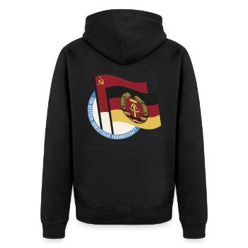 Für Deutsch Sowjetische Freundschaft Ossi DDR - Unisex Premium Bio Zip Hoodie - Schwarz - Hinten - Nico (187cm)