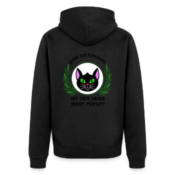 Katze,Ohne Katzenhaare i. dein Leben nicht perfekt - Unisex Premium Bio Zip Hoodie - Schwarz - Hinten - Nico (187cm)