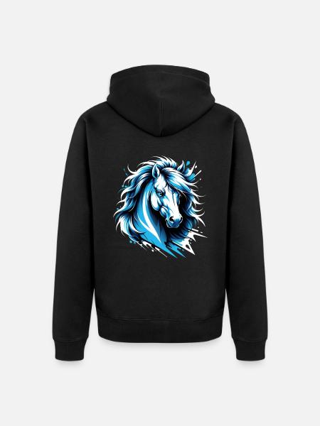Dallas Pferd. Texas - Unisex Premium Bio Zip Hoodie - Schwarz