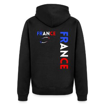Rugbyspieler Fan Rugby Fan Rugby Frankreich - Unisex Premium Bio Zip Hoodie - Schwarz - Hinten - Nico (187cm)