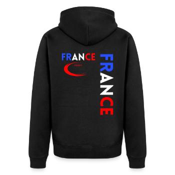 Rugbyspieler Fan Rugby Fan Rugby Frankreich - Unisex Premium Bio Zip Hoodie - Schwarz - Hinten - Nico (187cm)