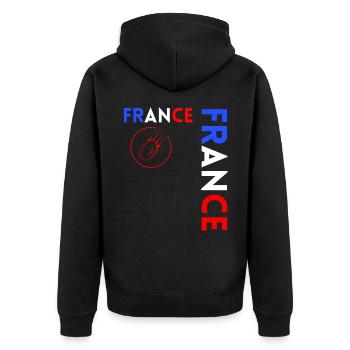 Rugbyspieler Fan Rugby Fan Rugby Frankreich - Unisex Premium Bio Zip Hoodie - Schwarz - Hinten - Nico (187cm)