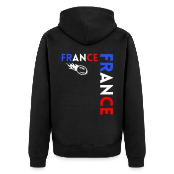Rugbyspieler Fan Rugby Fan Rugby Frankreich - Unisex Premium Bio Zip Hoodie - Schwarz - Hinten - Nico (187cm)