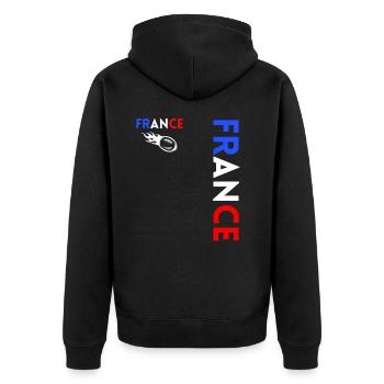 Rugbyspieler Fan Rugby Fan Rugby Frankreich - Unisex Premium Bio Zip Hoodie - Schwarz - Hinten - Nico (187cm)