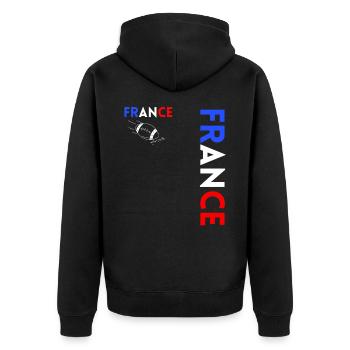 Rugbyspieler Fan Rugby Fan Rugby Frankreich - Unisex Premium Bio Zip Hoodie - Schwarz - Hinten - Nico (187cm)