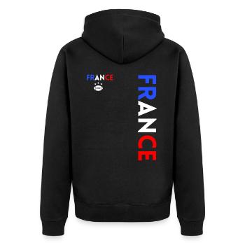 Rugbyspieler Fan Rugby Fan Rugby Frankreich - Unisex Premium Bio Zip Hoodie - Schwarz - Hinten - Nico (187cm)